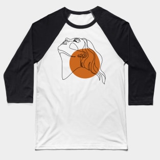 Woman Face Drawing In Line. Minimalist Style One Line Art Baseball T-Shirt